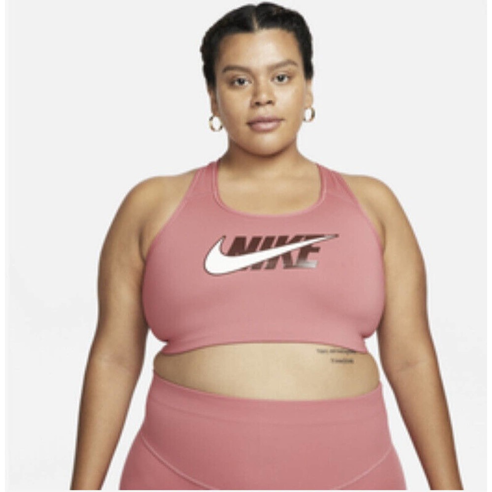 New Womens Nike Plus Dri-Fit Swoosh Sports Bra Size 1X Color Pink New With Tags